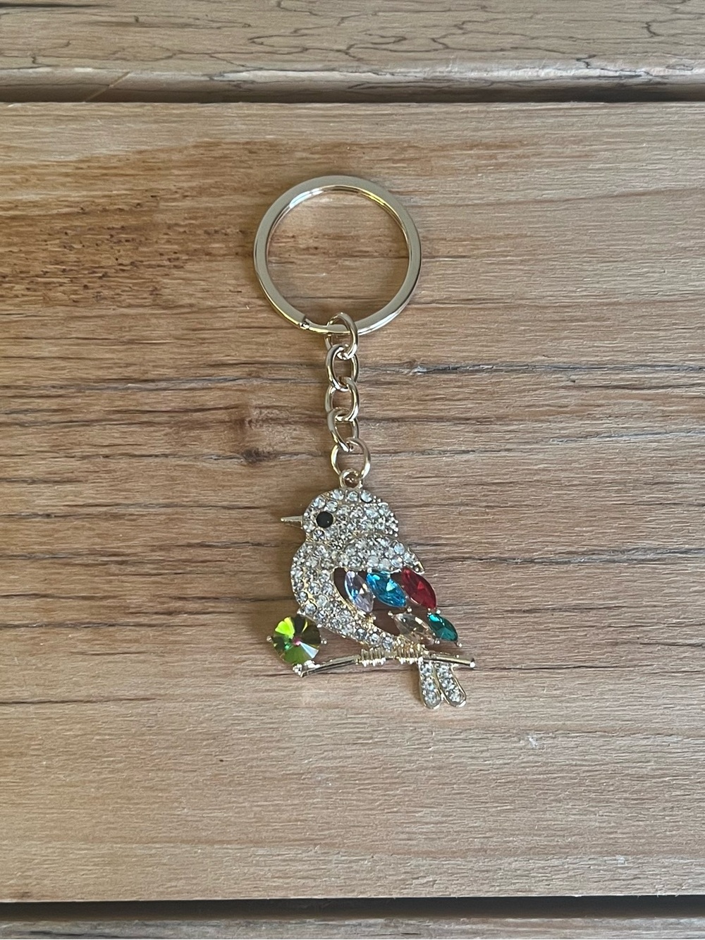 Gold Tine Multicolor Rhinestone Bird Keyring- - Picture 3 of 4